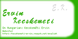 ervin kecskemeti business card